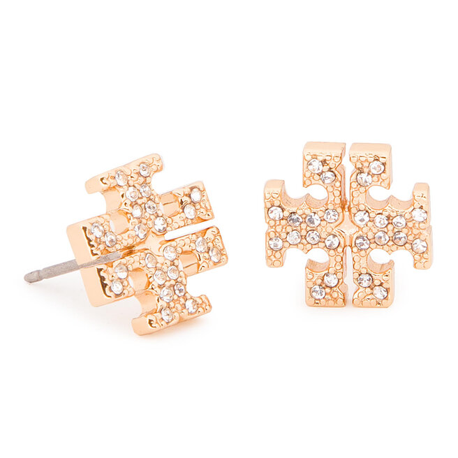 Kolczyki Tory Burch Crystal Logo Stud Earring - Złoty