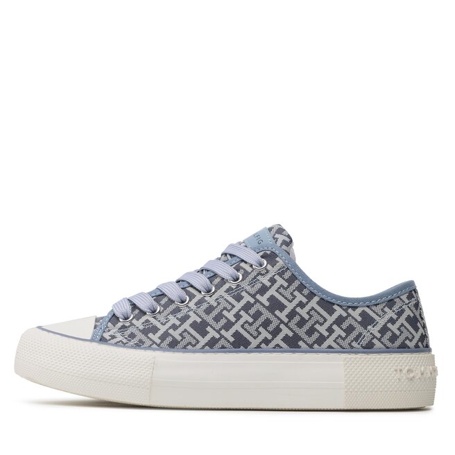 Tommy Hilfiger Teniși Tommy Hilfiger Logo All Over Low Cut Lace-Up Sneaker T3A9-32675-0034 S Denim 806