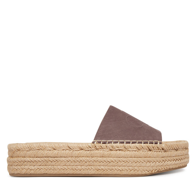 Espadryle Calvin Klein Flatf Espa Mule Nub Mg HW0HW02890 Brązowy - kobiece