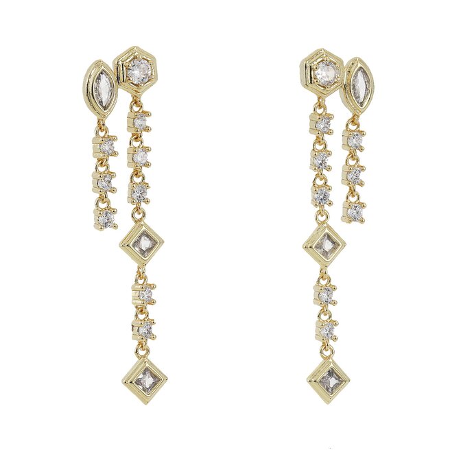 Kolczyki Luv AJ Stellar Bezel Double Studs - Złoty