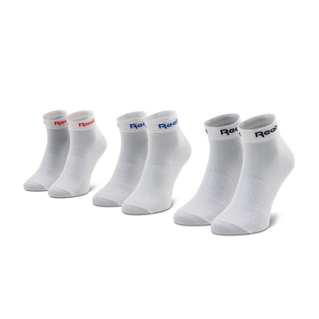 Set de 3 perechi de șosete medii pentru bărbați Reebok Act Core Ankle Sock 3P GN7777 White/Dynred/White/Coublu Act imagine noua