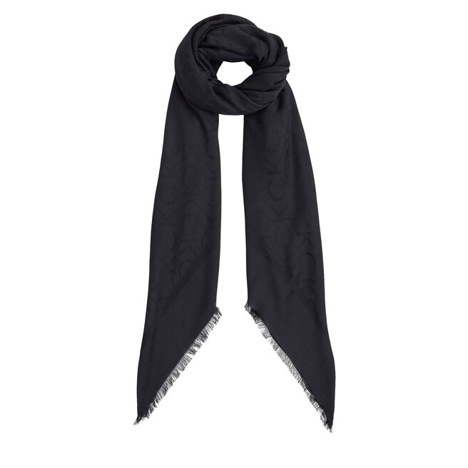 Chusta Calvin Klein Shiny Jacquard Monogram - Czarny