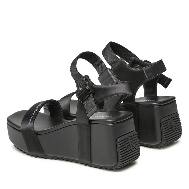Calvin Klein Jeans Сандали Calvin Klein Jeans Wedge Block Sandal Satin/Hw YW0YW00980 Black/Overcast Grey 0GL