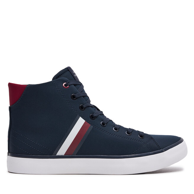Sneakersy Tommy Hilfiger Th Hi Vulc Stripes Mesh - Granatowy