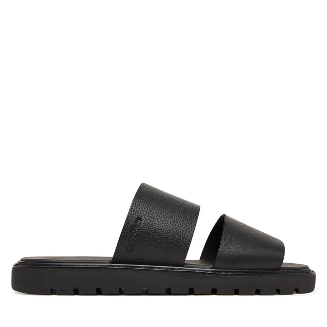 Klapki Calvin Klein Sq Molded Sandal Db Lth HM0HM02234 Czarny -