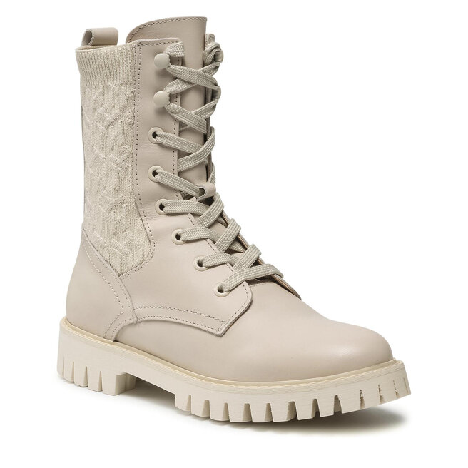 Tommy hilfiger beige flat boots clearance