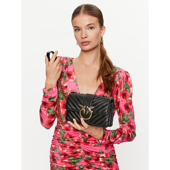 Pinko Women's Modern Handbag - Black With Antique Gold Hardware, Leather Crossbody Or Shoulder Bag - View #11