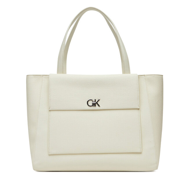 Torebka Calvin Klein Ck Medium Shopper_Tex - Biały