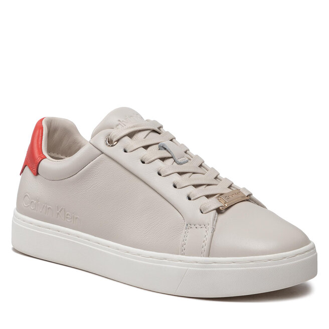 Sneakers Calvin Klein Cupsole Lace Up-Lth HW0HW01326 Dk Ecru PC4 CALVIN imagine noua