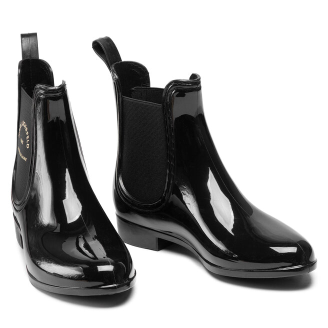 KARL LAGERFELD Cizme de cauciuc KARL LAGERFELD KL94770 Black Rubber W/Gold
