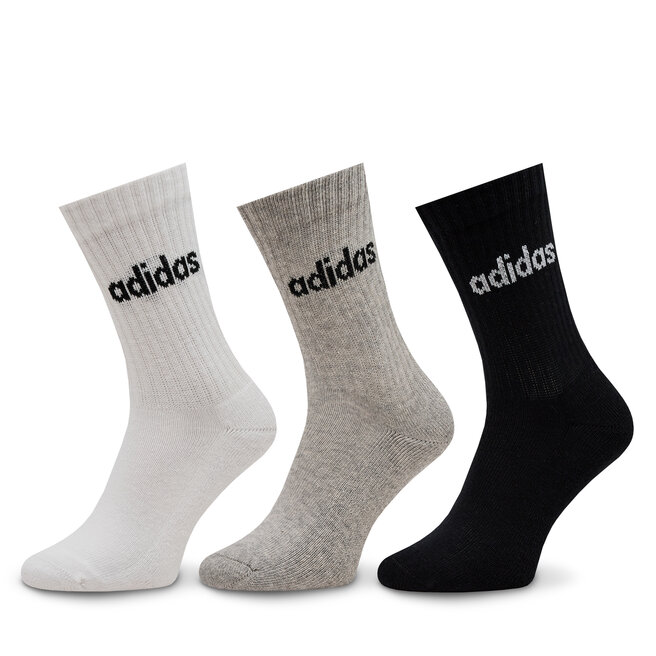Skarpety wysokie unisex adidas Linear Crew Cushioned Socks 3 Pairs - Szary
