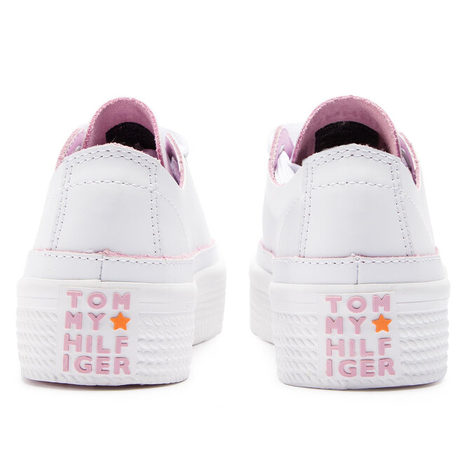 Sneakersy Tommy Hilfiger Leather Flatform Sneaker FW0FW04089 White