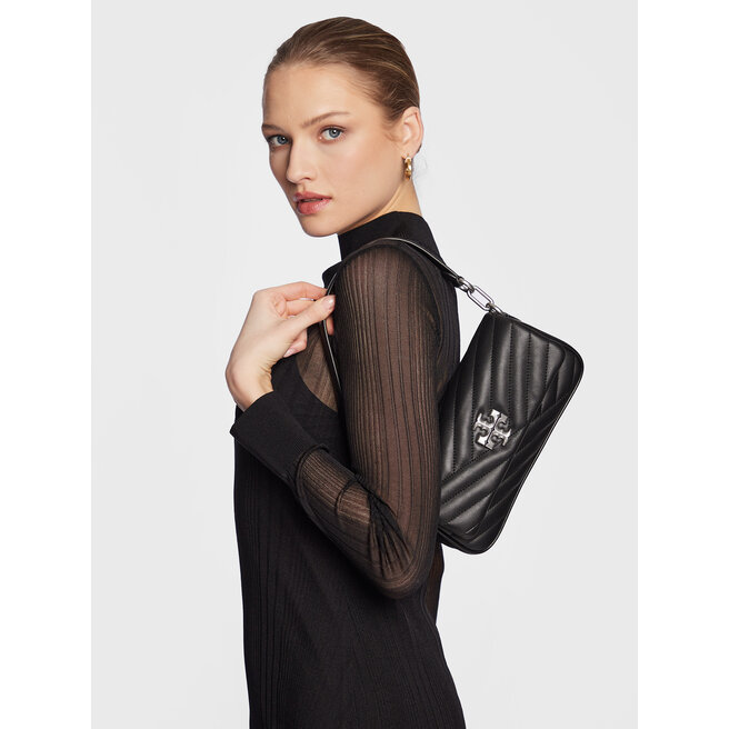 Tory Burch Táska Tory Burch Kira Chevron Small Flap Shoulder Bag 90456 Black/Rolled Nickel 002
