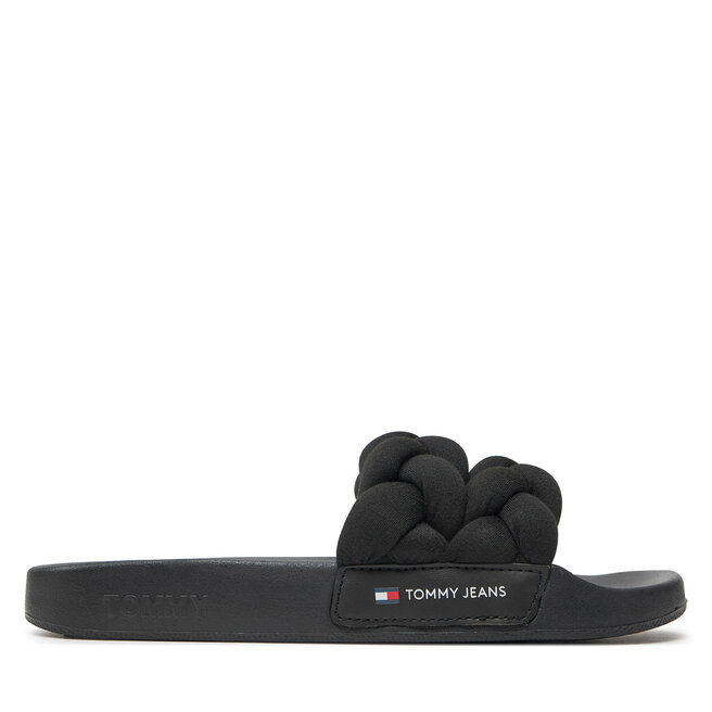 Klapki Tommy Jeans Tjw Braided Slide - Czarny