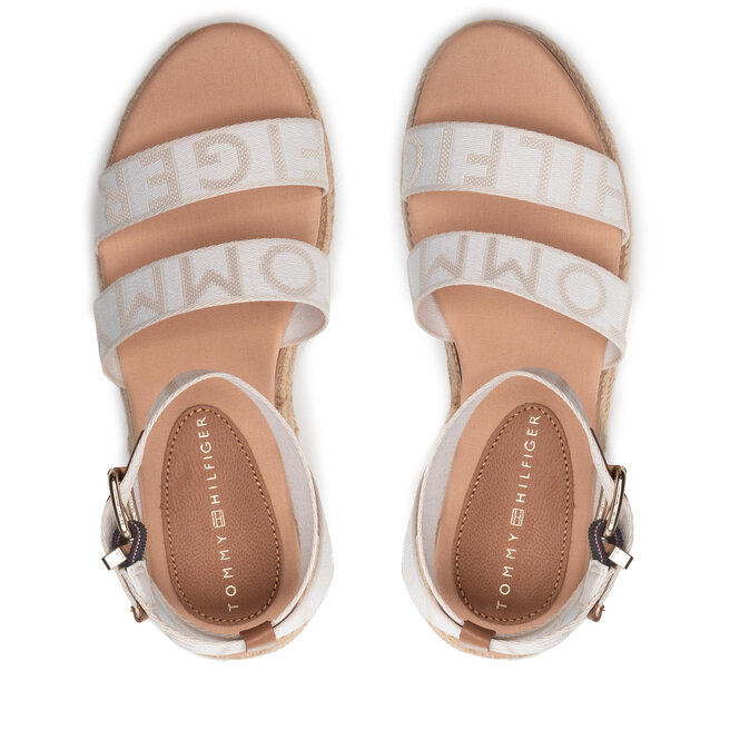 Tommy Hilfiger Кеди tommy hilfiger оригінальні Webbing Low Wedge Sandal FW0FW06442 Ecru YBL