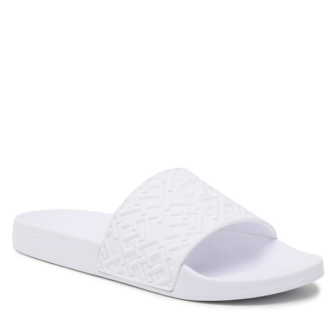 Tommy Hilfiger Șlapi Tommy Hilfiger Rubber Th Monogram Pool Slide FM0FM04464 White YBS