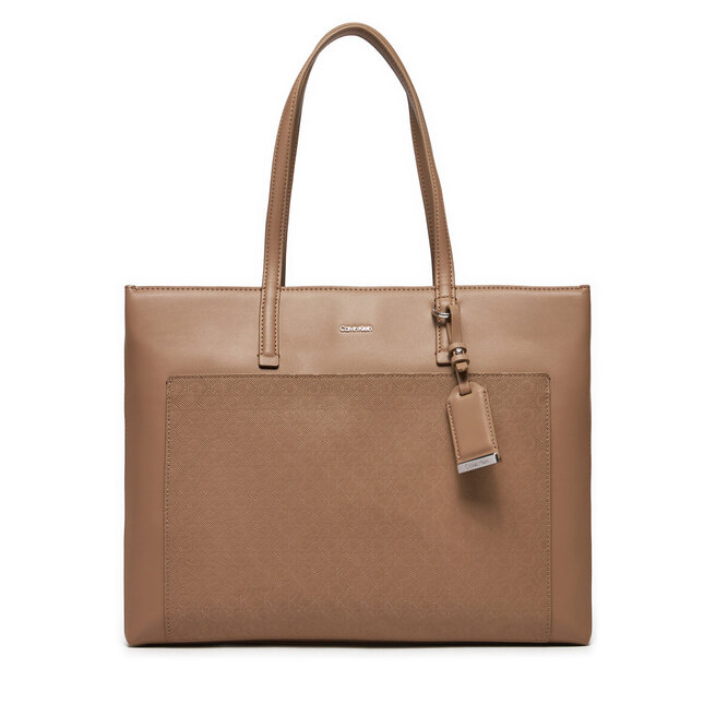 Torebka Calvin Klein Ck Must Medium Shopper_Mono - Beżowy