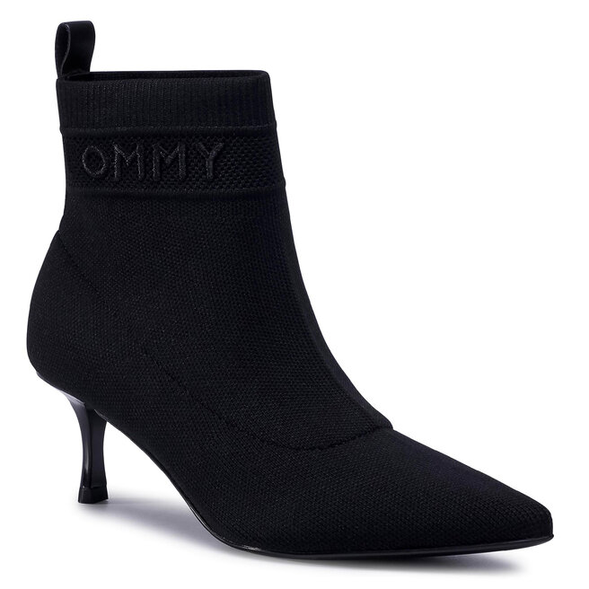 Tommy Hilfiger Botine Tommy Hilfiger Tommy Knit Kitten Heel Boot FW0FW04973 Black BDS