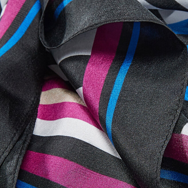 Foulard Vintage En Soie 100% Karl Lagerfeld - Motif Floral Multicolore - Italie
