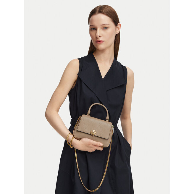Torebka Tory Burch Charlie Quilted Mini Top Handle Chain Wallet 186032 Beżowy -