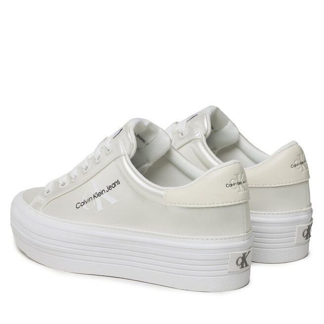 Zapatillas de tenis Calvin Klein Jeans Vulc Flatform Laceup Ny Pearl Wn  YW0YW01037 Pearlized Bright White YBR