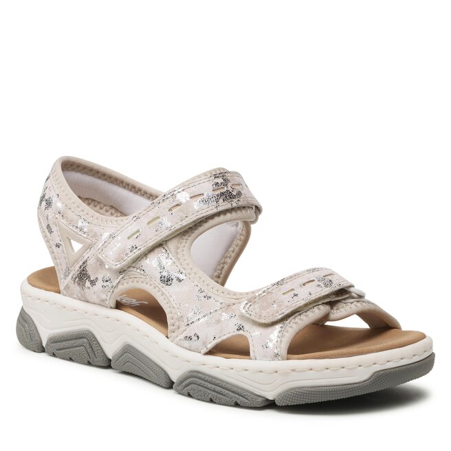 Rieker Sandali Donna Marroni - Sandali Comodi In Pelle Con Plateau