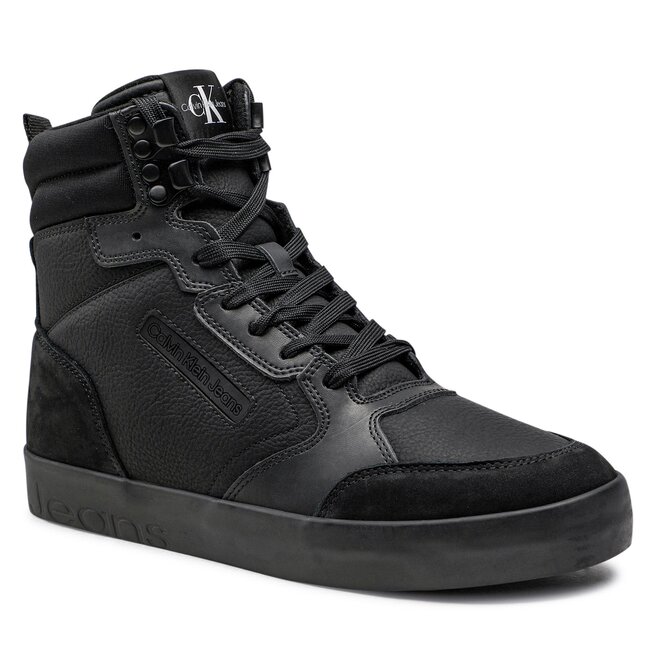 Sneakers Calvin Klein Jeans Vulccanized Laceup Mid N-W YM0YM00482 Triple Black 0GT 0GT imagine noua