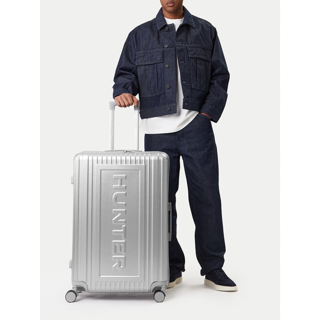 Walizka duża Hunter CEO-HUNTER-L-002-08-SILVER Srebrny -