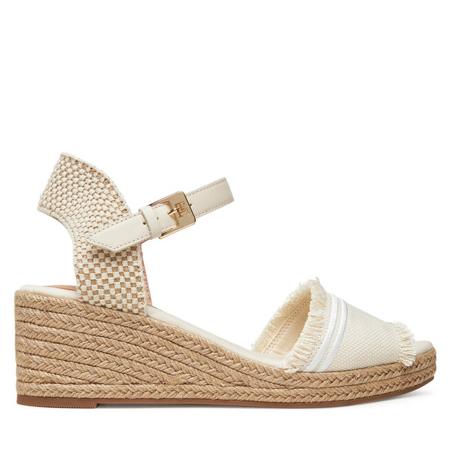 Espadryle Tommy Hilfiger Fringe Canvas Medium Wedge - Beżowy