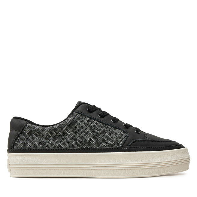 Sneakersy Tommy Hilfiger Vulc Leather Sneaker Monogram - Czarny