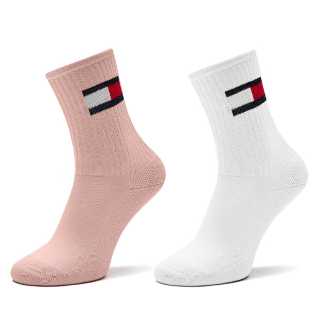 Zestaw 2 par wysokich skarpet dziecięcych Tommy Hilfiger - Różowy