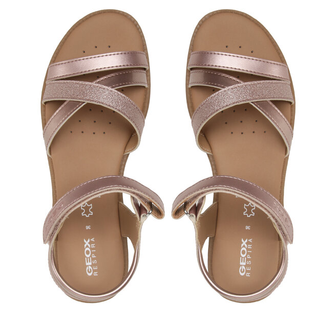 Geox J Sandal Karly - Sandali Bambina In Pelle Con Suola Traspirante