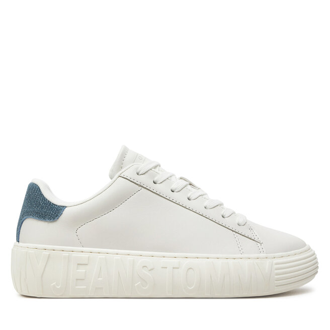 Sneakersy Tommy Jeans Tjw Fancy Leather Cupsole - Écru