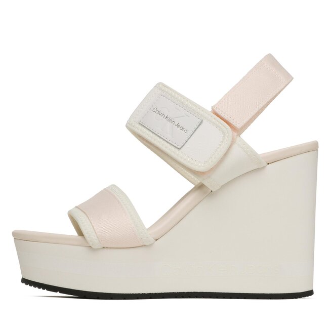 Calvin Klein Jeans Сандали Calvin Klein Jeans Wedge Sandal Badge YW0YW01028 White/Ancient White 0LA