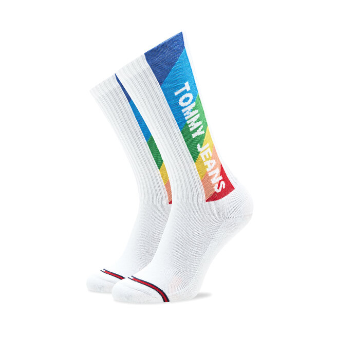 Tommy Jeans Set de 3 perechi de șosete medii unisex Tommy Jeans 701222686 White 001