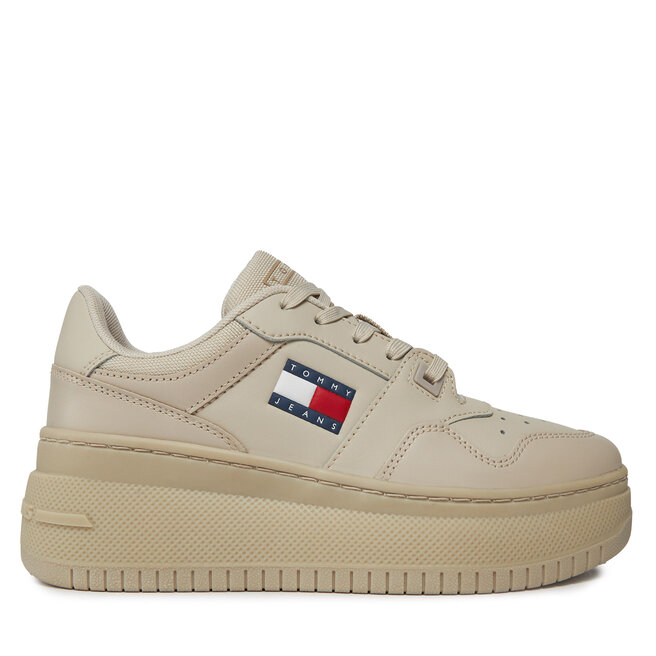 Sneakersy Tommy Jeans Tjw Retro Basket Flatform Ess - Beżowy