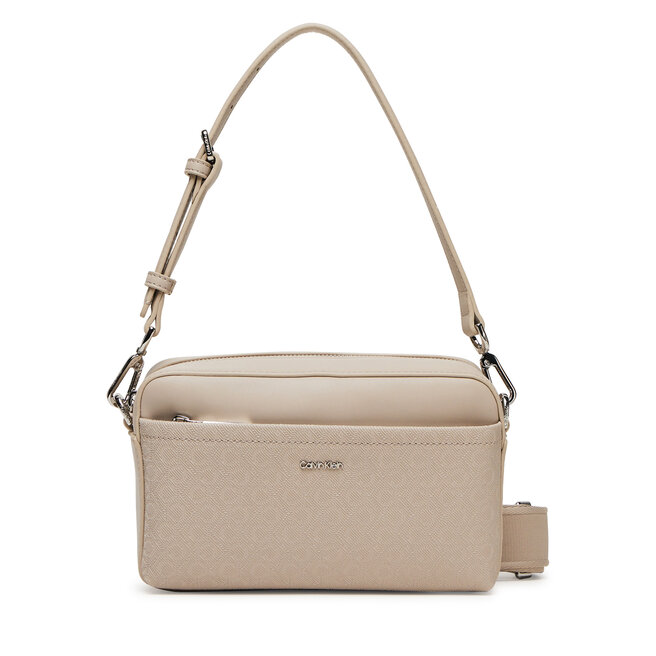 Torebka Calvin Klein Ck Must Aop Double Straps Camera - Brązowy