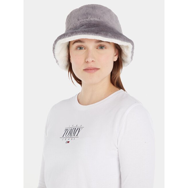 Tommy Jeans Kalap Tommy Jeans Tjw Fuzzy Rev. Bucket Hat AW0AW15459 Ecru And Silver Grey YBL