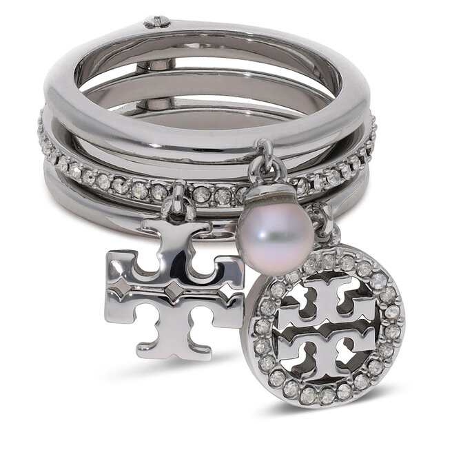 Δαχτυλίδι Tory Burch Miller Pave Charm Ring 76348 Tory Silver/Crystal/Pearl 047
