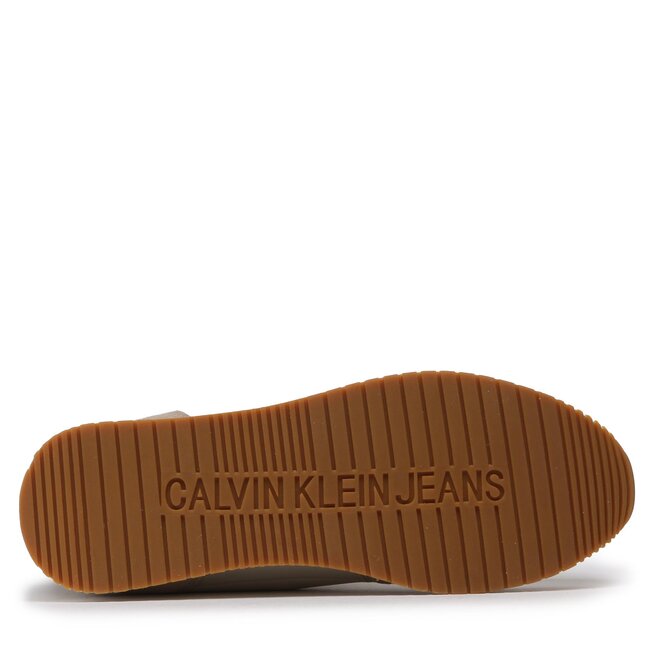 Calvin Klein Jeans Сникърси Calvin Klein Jeans Runner Sock Laceup Ny-Lth YM0YM00553 Eggshell/Travertine 0GI