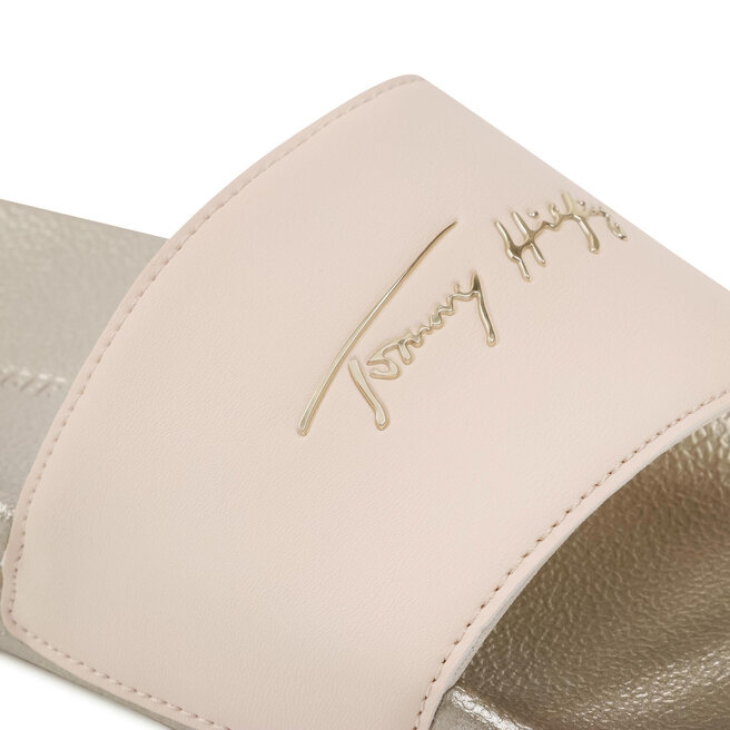 tommy metallic pool slide fw0fw05760 light gold 0lk