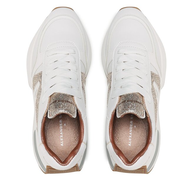 ALEXANDER SMITH Sneaker Donna Hyde S2D In Pelle Bianca - Suola In Gomma, Vestibilità Regolare, Fatto In Italia, Taglia 37