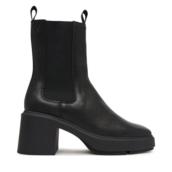 Botki Calvin Klein Block Heel Chelsea Boot Lth HW0HW03694 Czarny