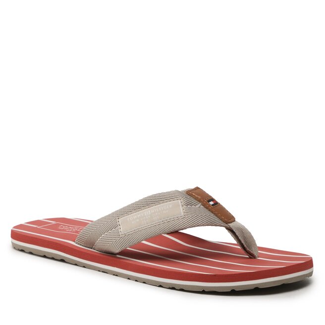 Flip flop Tommy Hilfiger Patch Hilfiger Beach Sandal FM0FM04470 Stone AEP AEP imagine noua