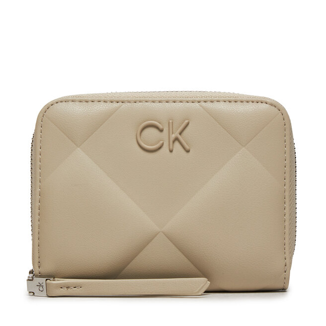 Duży Portfel Damski Calvin Klein Quilt - Beżowy