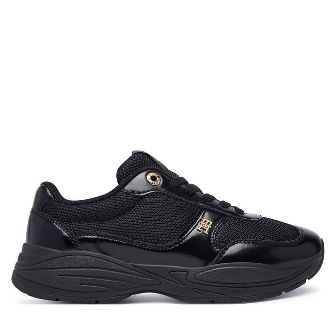 Sneakersy Tommy Hilfiger Modern Runner Shiny Leather FW0FW09413 Czarny - kobiece