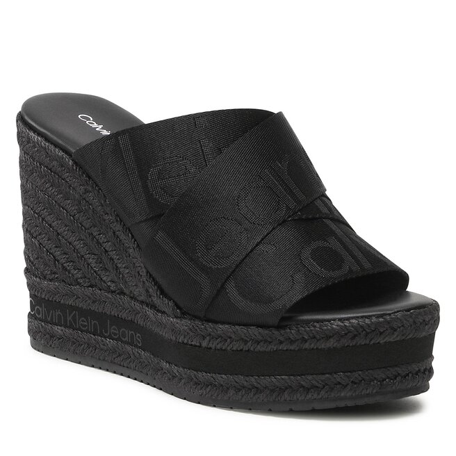 Calvin Klein Jeans Еспадрили Calvin Klein Jeans Wedge Sandal Webbing YW0YW00961 Black DBS