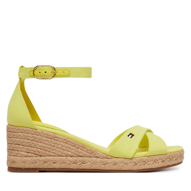 Espadryle Tommy Hilfiger Hemp Crossover Strap Wedge Espadrilles FW0FW09332 Zielony - kobiece