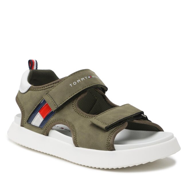 Tommy Hilfiger Szandál Tommy Hilfiger Flag Velcro Sandal T3B2-32906-1355 S Military/Green 414