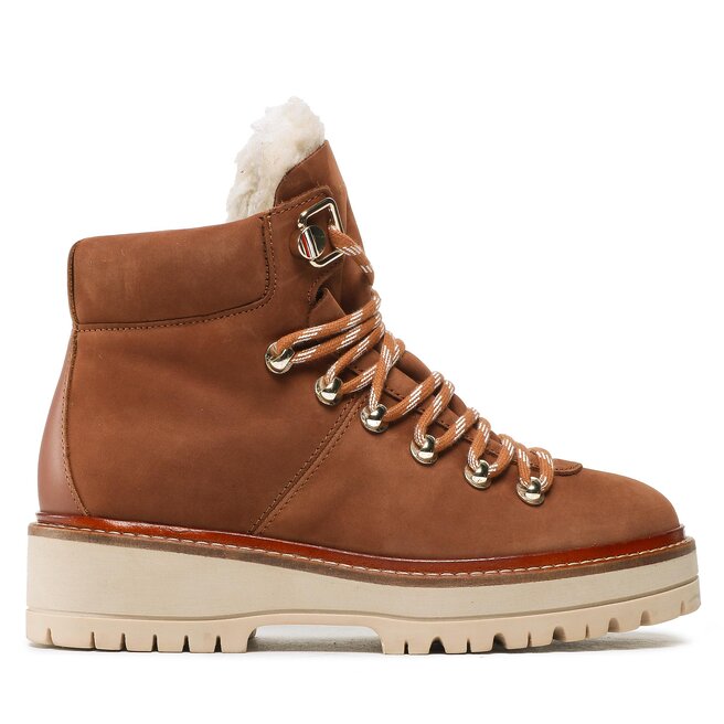 Ορειβατικά παπούτσια Tommy Hilfiger Leather Outdoor Flat Boot FW0FW06822 Natural Cognac GTU